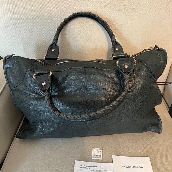 Authentic Balenciaga Work Leather Bag - 2011 Anthracite G21 Rose Gold Hardware - Picture 2 of 16